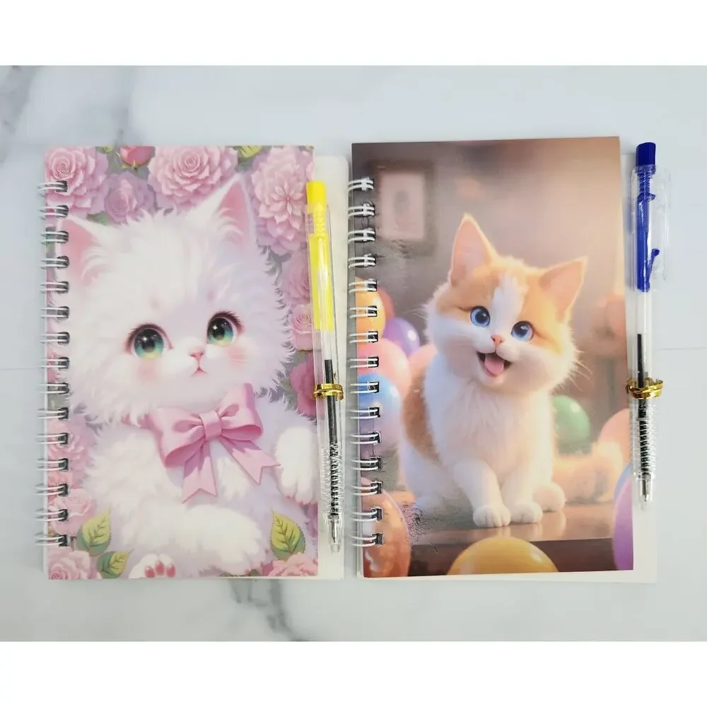2 Spiral Pocket Notebook/Pen sets Kitty Designs 4x5.5